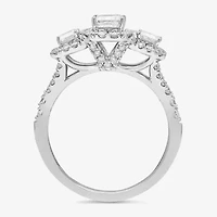 (H-I / Si2) Womens 2 CT. T.W. Lab Grown White Diamond 14K Gold Side Stone Engagement Ring