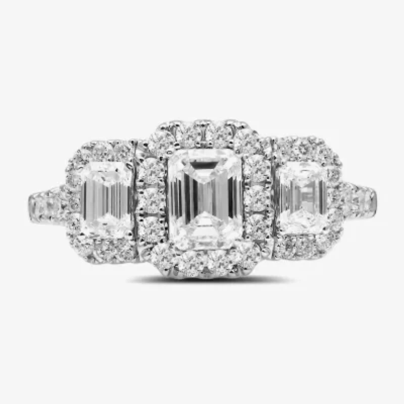 Signature By Modern Bride (H-I / Si2) Womens 2 CT. T.W. Lab Grown White Diamond 14K Gold Side Stone Engagement Ring