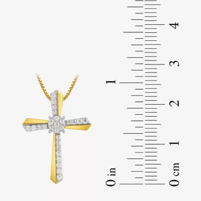 (H-I / I1-I2) Womens 1/4 CT. T.W. Lab Grown White Diamond 14K Gold Over Silver Sterling Silver Cross 18 Inch Pendant Necklace