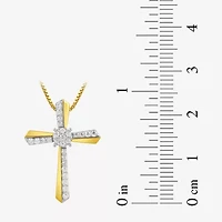 (H-I / I1-I2) Womens 1/4 CT. T.W. Lab Grown White Diamond 14K Gold Over Silver Sterling Silver Cross 18 Inch Pendant Necklace