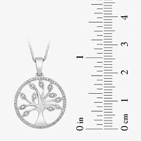 Tree Of Life Womens 1/10 CT. T.W. Natural White Diamond Sterling Silver 18 Inch Pendant Necklace
