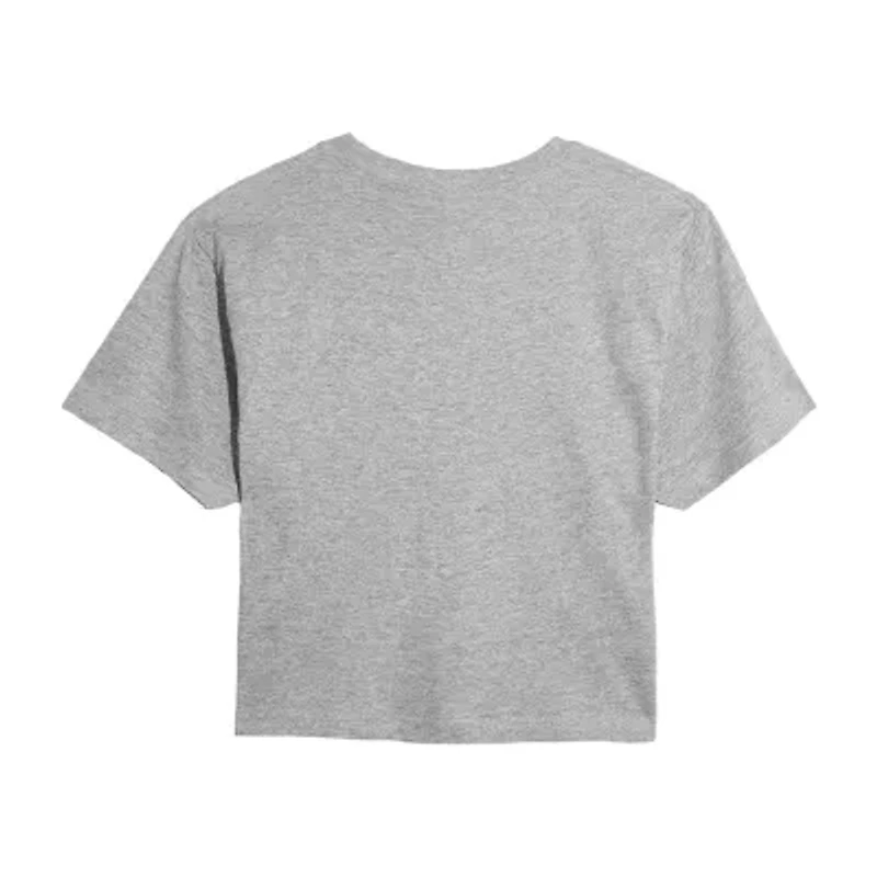 Barbie The Movie Cropped Tee Womens Juniors Crew Neck Short Sleeve Regular Fit Graphic T-Shirt