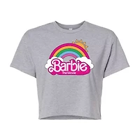 Barbie The Movie Cropped Tee Womens Juniors Crew Neck Short Sleeve Regular Fit Graphic T-Shirt