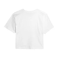 Barbie The Movie Heart Logo Cropped Tee Womens Juniors Crew Neck Short Sleeve Regular Fit Graphic T-Shirt