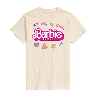 Barbie The Movie Logo Charms Boyfriend Womens Juniors Crew Neck Short Sleeve Regular Fit Graphic T-Shirt