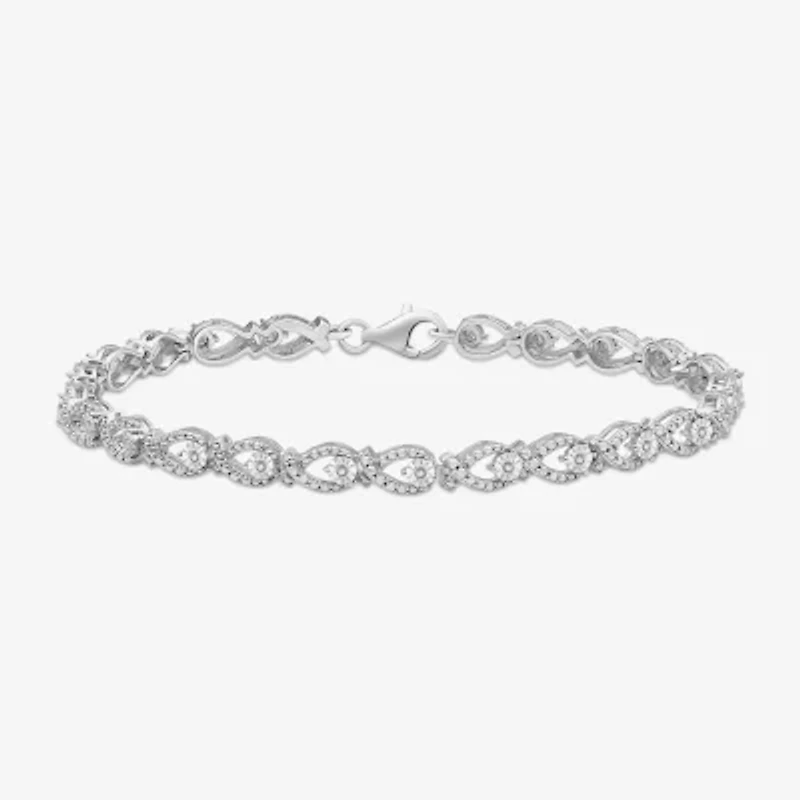 Womens 1/10 CT. T.W. Natural Diamond Sterling Silver 7.25 Inch Tennis Bracelet