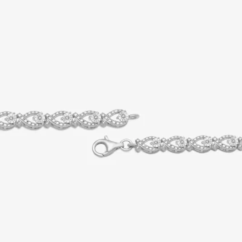 Womens 1/10 CT. T.W. Natural Diamond Sterling Silver 7.25 Inch Tennis Bracelet