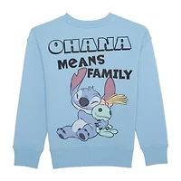 Disney Collection Little & Big Kid Boys Crew Neck Long Sleeve Lilo Stitch Sweatshirt