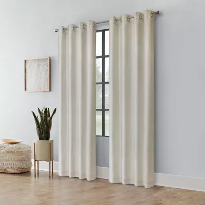 Ashcroft Grommet Top Light-Filtering Single Curtain Panel