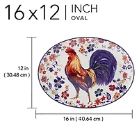 Certified International Morning Rooster Serving Platter