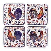 Certified International Morning Rooster 4-pc. Earthenware Appetizer Plate