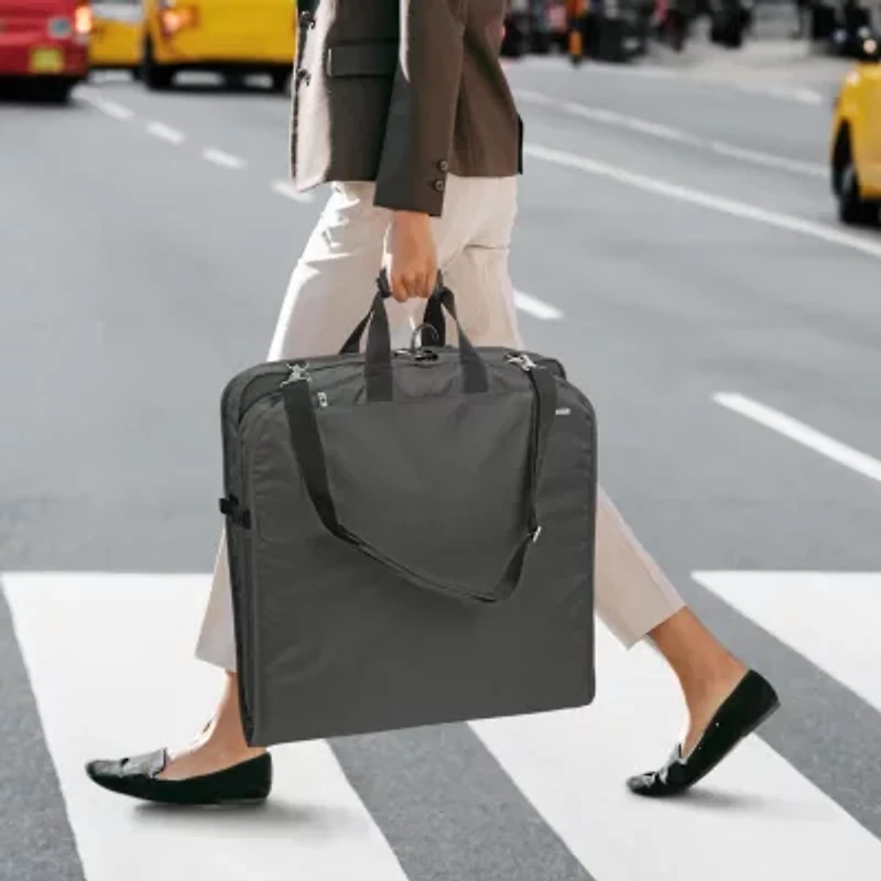 WallyBags 42" Premium Travel Garment Bag With Shoulder Strap, Two Large Pockets And Printed Lining