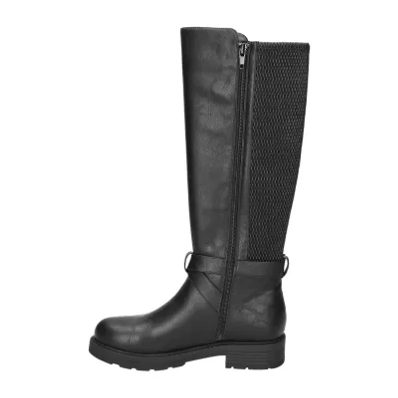 Easy Works By Street Womens Austyn Plus Extra Wide Calf Stacked Heel Riding Boots