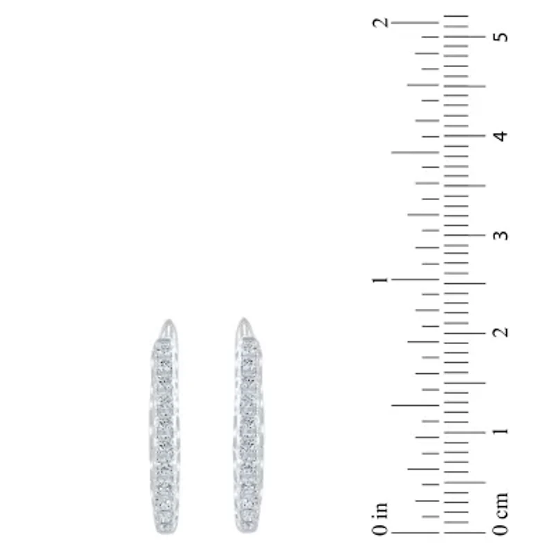 Womens 1/2 CT. T.W. Natural White Diamond 14K Gold 20.1mm Hoop Earrings