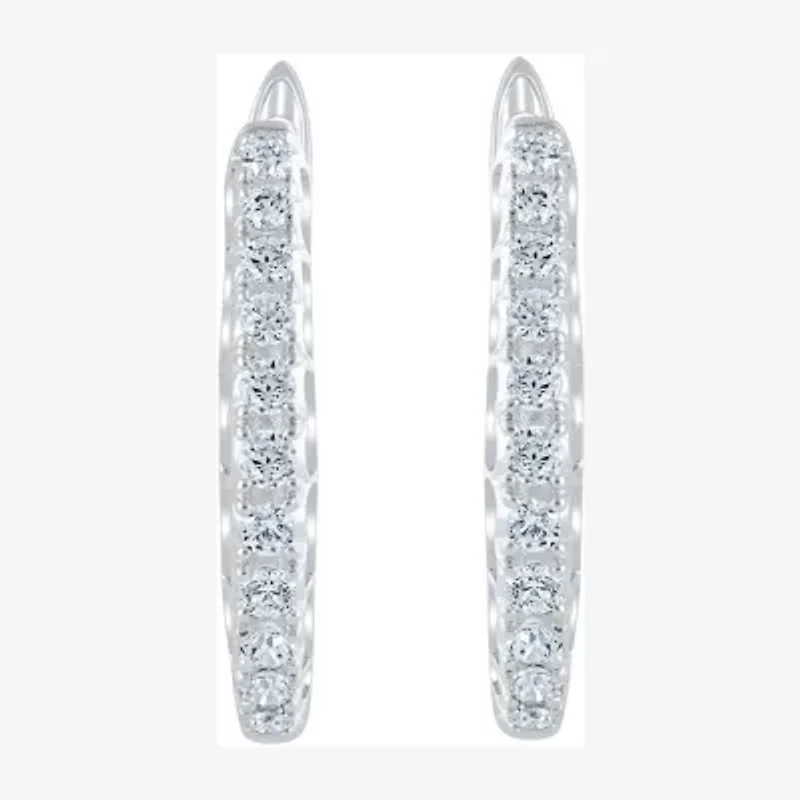 Womens 1/2 CT. T.W. Natural White Diamond 14K Gold 20.1mm Hoop Earrings