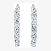 Womens 1/2 CT. T.W. Natural White Diamond 14K Gold 20.1mm Hoop Earrings