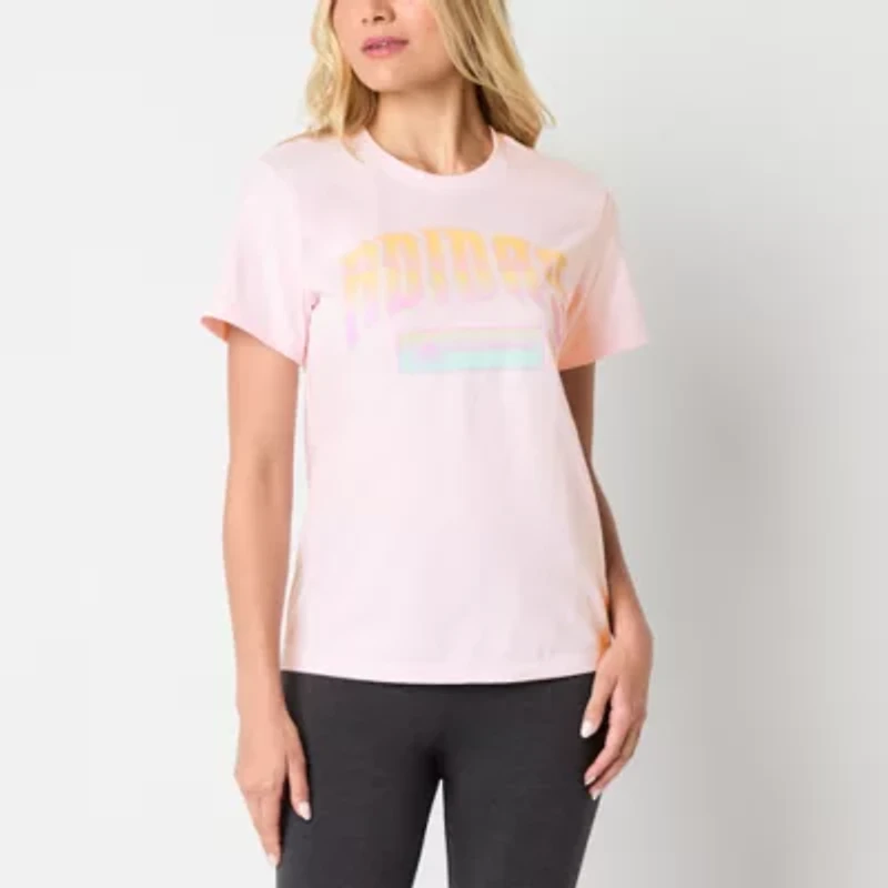 adidas Womens Crew Neck Short Sleeve Regular Fit Graphic T-Shirt