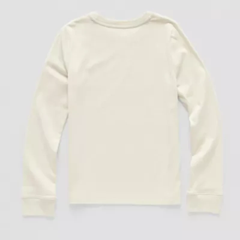 Thereabouts Little & Big Kid Girls Round Neck Long Sleeve Regular Fit Graphic T-Shirt