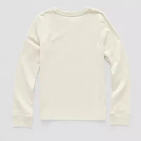 Thereabouts Little & Big Kid Girls Round Neck Long Sleeve Regular Fit Graphic T-Shirt