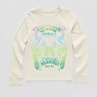 Thereabouts Little & Big Kid Girls Round Neck Long Sleeve Regular Fit Graphic T-Shirt