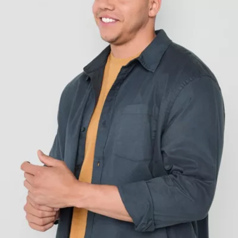 mutual weave Big and Tall Mens Regular Fit Long Sleeve Button-Down Oxford Shirt