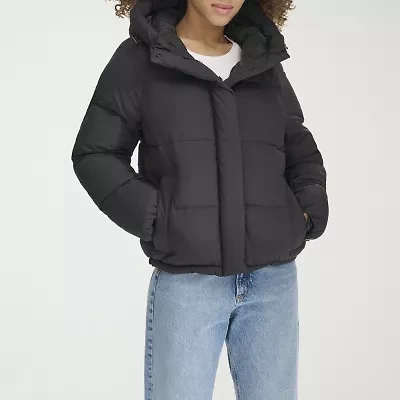 Dockers Womens Hooded Water Resistant Midweight Puffer Jacket
