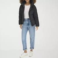 Dockers Womens Hooded Water Resistant Midweight Puffer Jacket