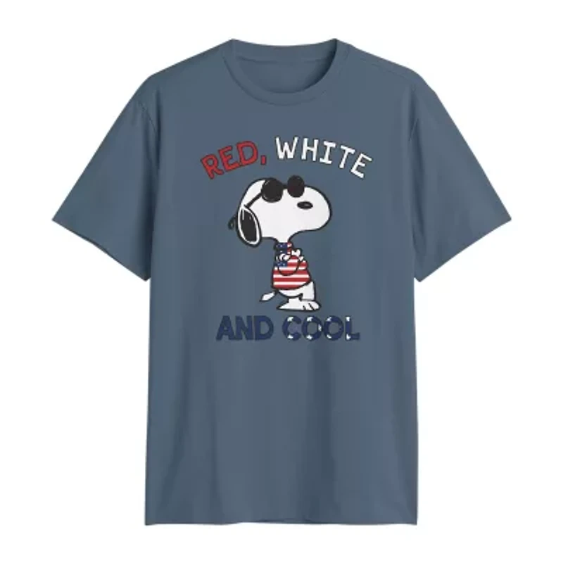 Mens Crew Neck Short Sleeve Regular Fit Peanuts Snoopy Big and Tall Graphic T-Shirt