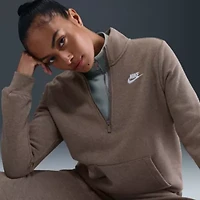 Nike Club Womens Mock Neck Long Sleeve Active Quarter-Zip Pullover