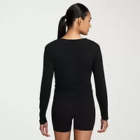 Nike Womens Y Neck Long Sleeve Wrap Shirt