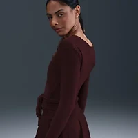 Nike Womens Y Neck Long Sleeve Wrap Shirt