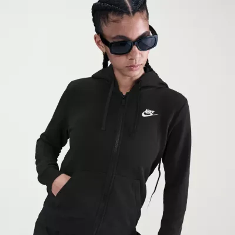 Nike Club Womens Long Sleeve Fleece Zipper Active Hoodie