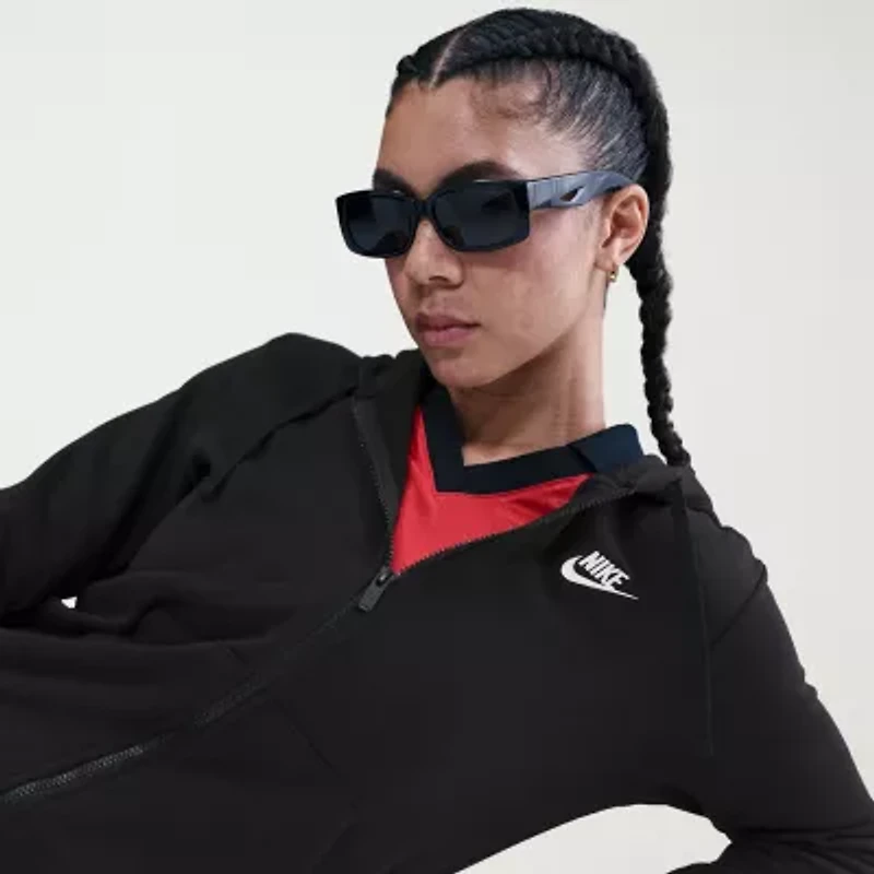 Nike Club Womens Long Sleeve Fleece Zipper Active Hoodie