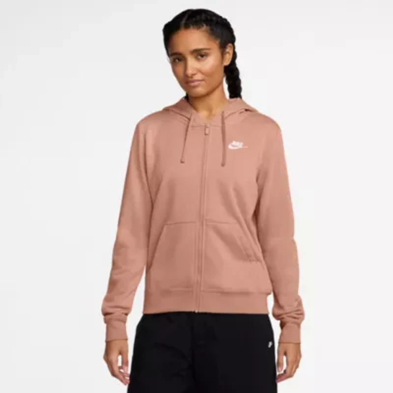 Nike Club Womens Long Sleeve Fleece Zipper Active Hoodie
