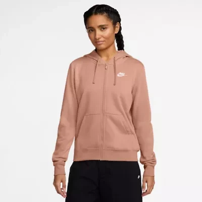 Nike Club Womens Long Sleeve Fleece Zipper Active Hoodie