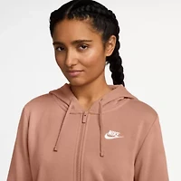 Nike Club Womens Long Sleeve Fleece Zipper Active Hoodie
