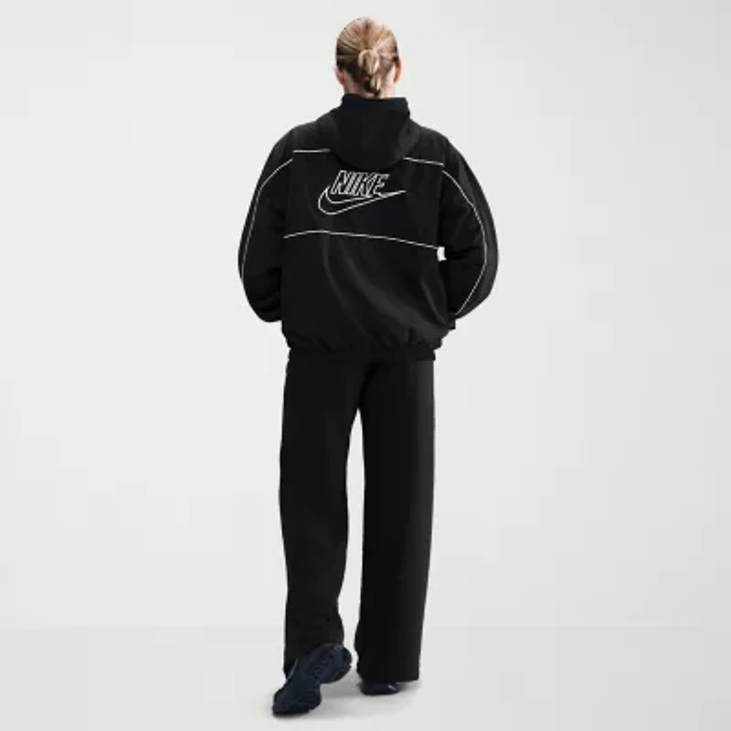 Nike Club Womens Comfort Waistband Drawstring Waist Wide Leg Mid Rise Fleece Sweatpant