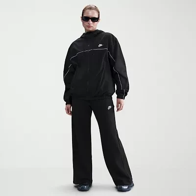 Nike Club Womens Comfort Waistband Drawstring Waist Wide Leg Mid Rise Fleece Sweatpant