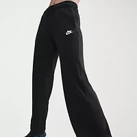 Nike Club Womens Comfort Waistband Drawstring Waist Wide Leg Mid Rise Fleece Sweatpant
