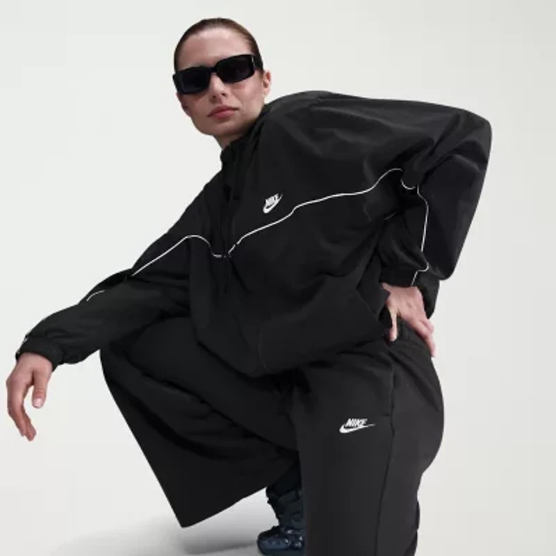 Nike Club Womens Comfort Waistband Drawstring Waist Wide Leg Mid Rise Fleece Sweatpant