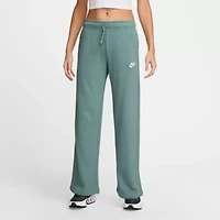 Nike Club Womens Comfort Waistband Drawstring Waist Wide Leg Mid Rise Fleece Sweatpant