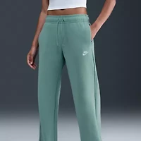 Nike Club Womens Comfort Waistband Drawstring Waist Wide Leg Mid Rise Fleece Sweatpant