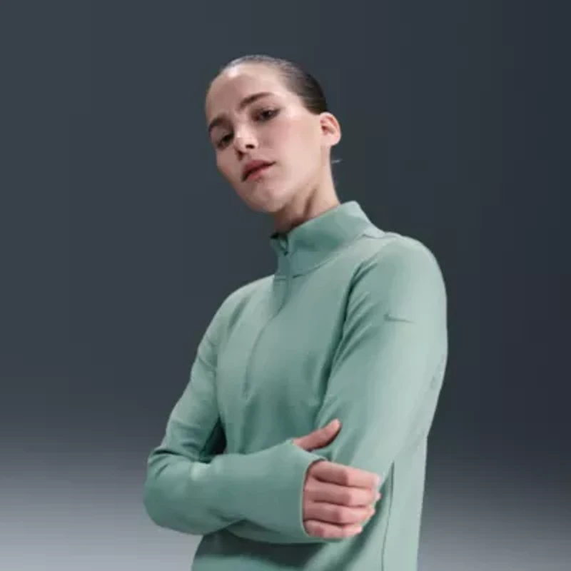 Nike Womens Mock Neck Long Sleeve Active Quarter-Zip Pullover