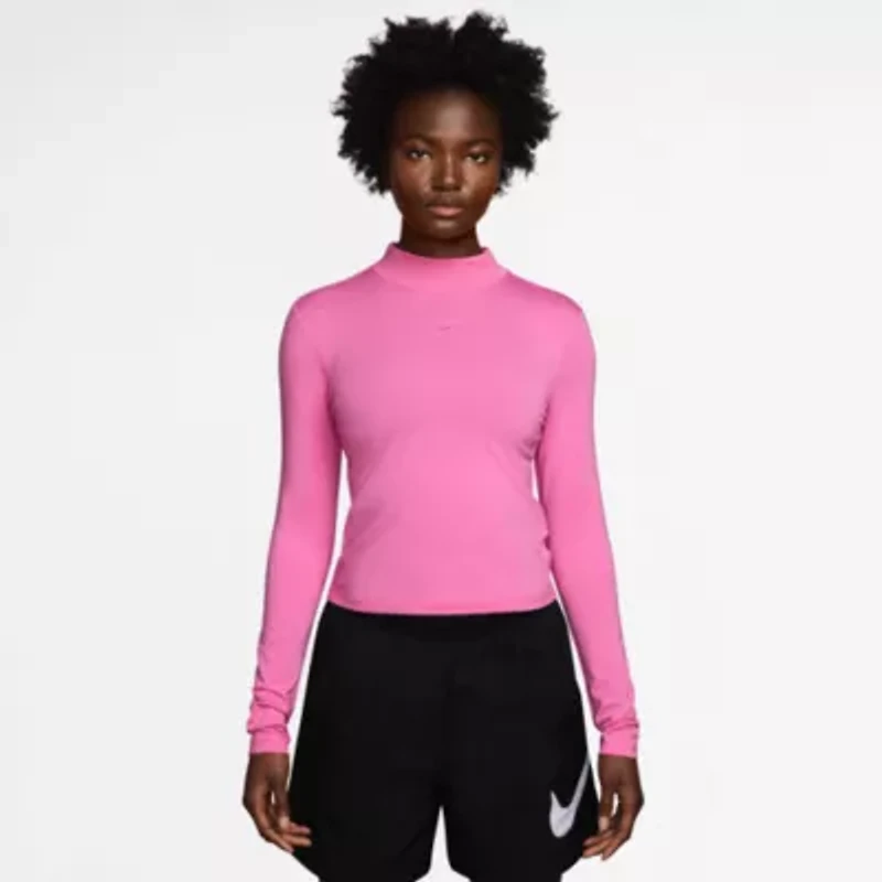 Nike Womens Mock Neck Long Sleeve Active T-Shirt