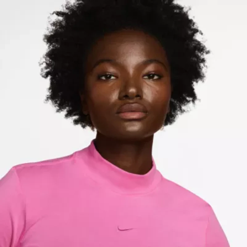 Nike Womens Mock Neck Long Sleeve Active T-Shirt