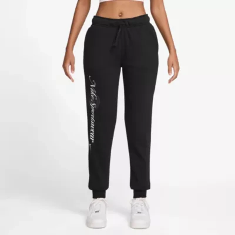 Nike Club Womens Drawstring Waist Cuffed Mid Rise Fleece Active Jogger Pant