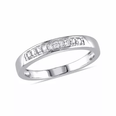 Womens 2MM 1/10 CT. T.W. Natural White Diamond Sterling Silver Wedding Band