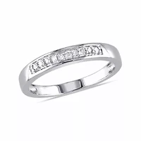 Womens 2MM 1/10 CT. T.W. Natural White Diamond Sterling Silver Wedding Band