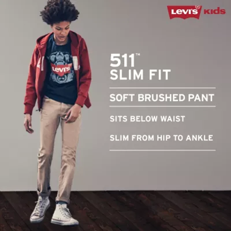 Levi's® Sueded Big Kid Boys Adjustable Waist 511™ Slim Fit Husky Pant