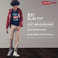 Levi's® Sueded Big Kid Boys Adjustable Waist 511™ Slim Fit Husky Pant